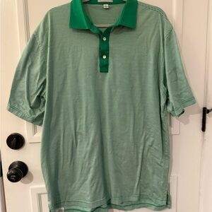 Peter Millar Forest Green and white striped Polo Shirt